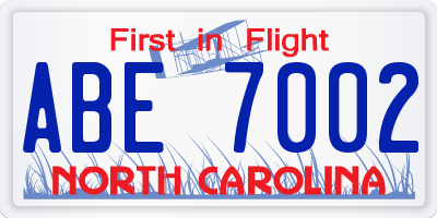 NC license plate ABE7002