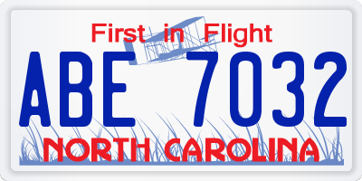 NC license plate ABE7032