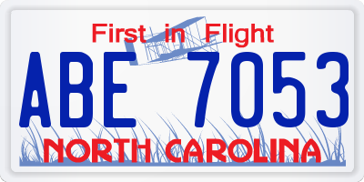 NC license plate ABE7053
