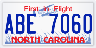 NC license plate ABE7060