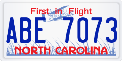 NC license plate ABE7073