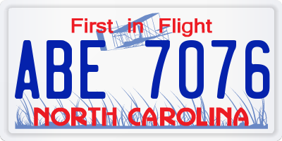 NC license plate ABE7076