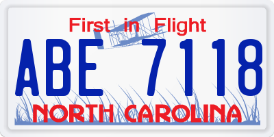 NC license plate ABE7118