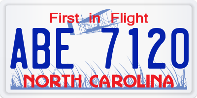 NC license plate ABE7120