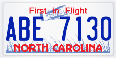 NC license plate ABE7130