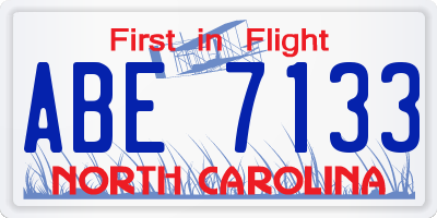 NC license plate ABE7133