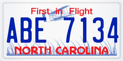 NC license plate ABE7134