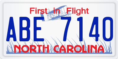 NC license plate ABE7140