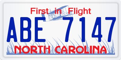 NC license plate ABE7147