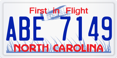 NC license plate ABE7149