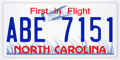 NC license plate ABE7151