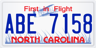 NC license plate ABE7158
