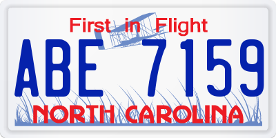 NC license plate ABE7159