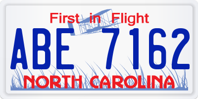 NC license plate ABE7162