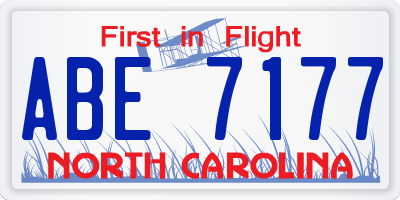 NC license plate ABE7177