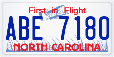NC license plate ABE7180