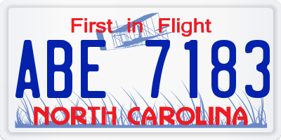 NC license plate ABE7183