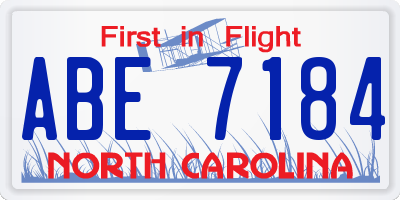 NC license plate ABE7184