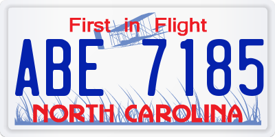 NC license plate ABE7185