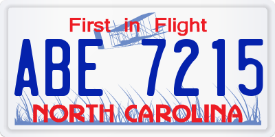 NC license plate ABE7215