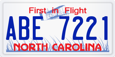 NC license plate ABE7221
