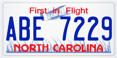 NC license plate ABE7229