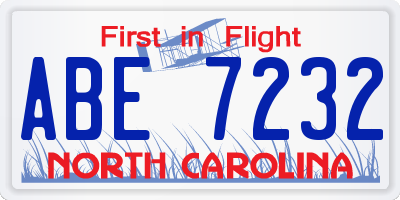 NC license plate ABE7232