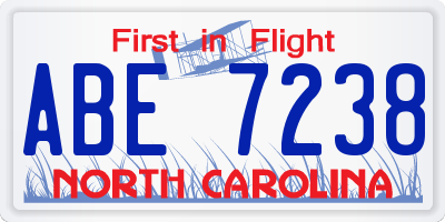 NC license plate ABE7238