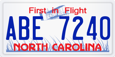 NC license plate ABE7240