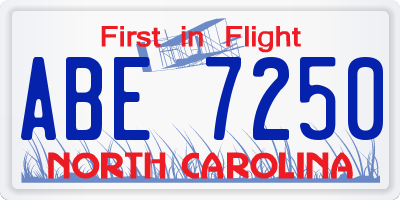 NC license plate ABE7250