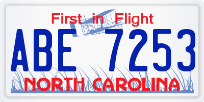 NC license plate ABE7253