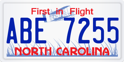 NC license plate ABE7255