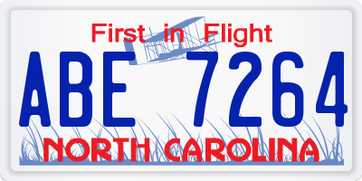 NC license plate ABE7264