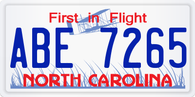 NC license plate ABE7265