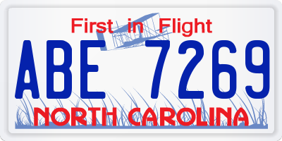 NC license plate ABE7269