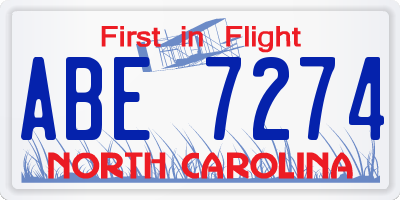 NC license plate ABE7274