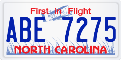 NC license plate ABE7275