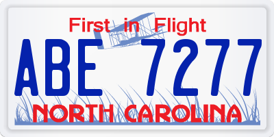 NC license plate ABE7277