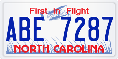 NC license plate ABE7287