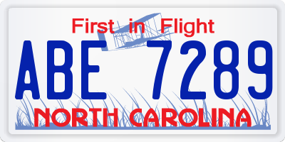 NC license plate ABE7289