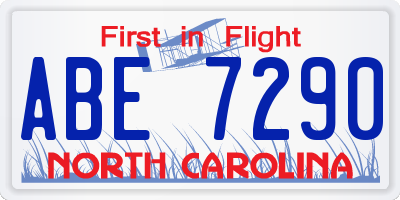 NC license plate ABE7290