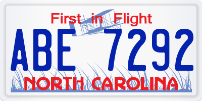 NC license plate ABE7292