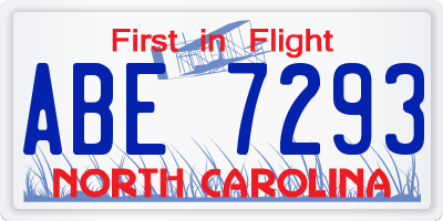 NC license plate ABE7293