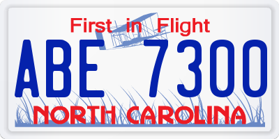 NC license plate ABE7300