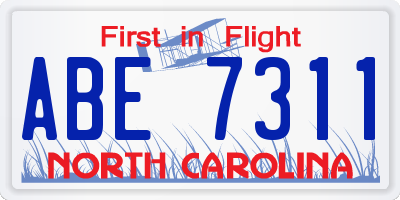 NC license plate ABE7311