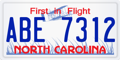 NC license plate ABE7312