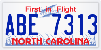 NC license plate ABE7313