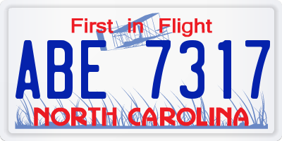 NC license plate ABE7317