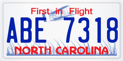 NC license plate ABE7318