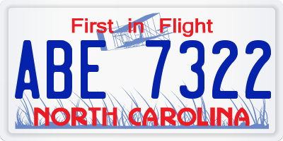 NC license plate ABE7322